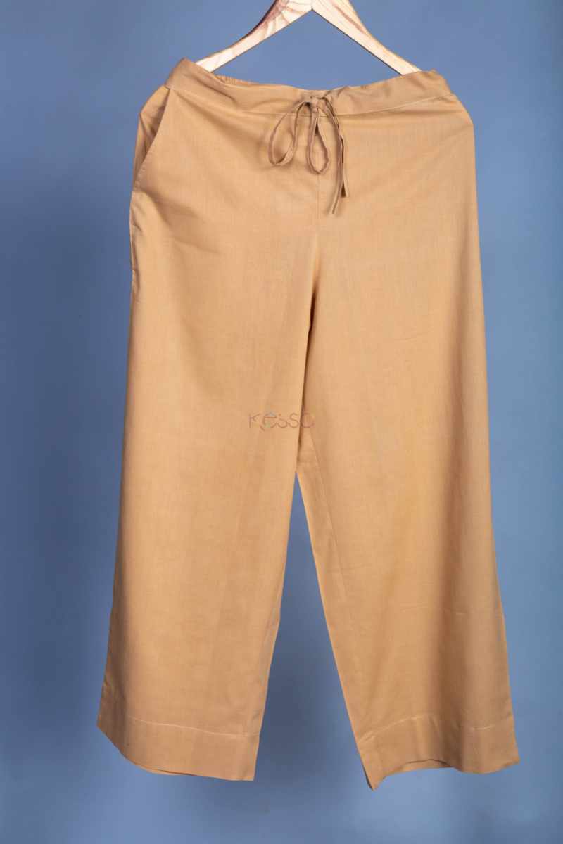 Image for Kusvaa Wsp02 Cotton Palazzo With Pocket Camel Front