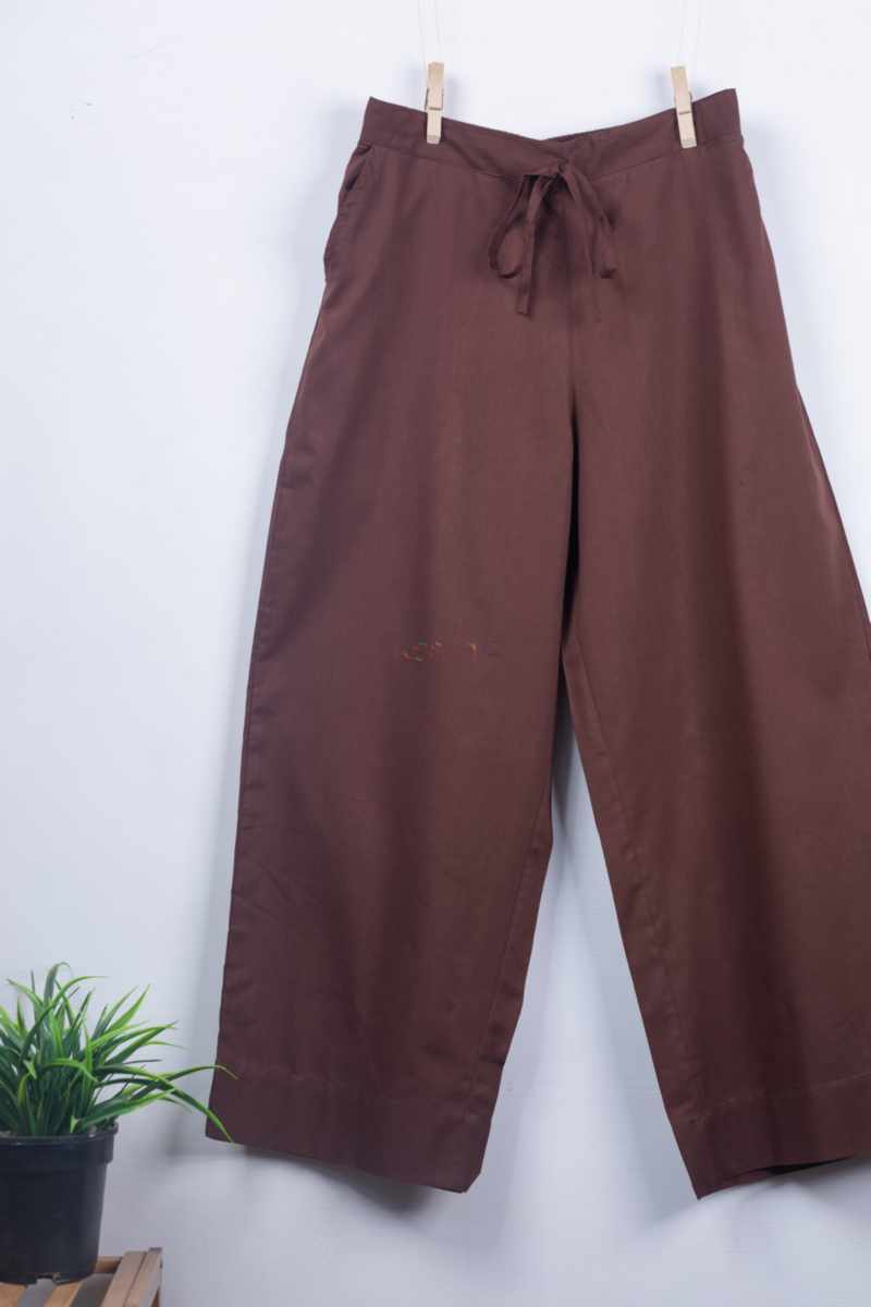 Image for Kusvaa Wsp02 Cotton Palazzo With Pocket D Brown Front New