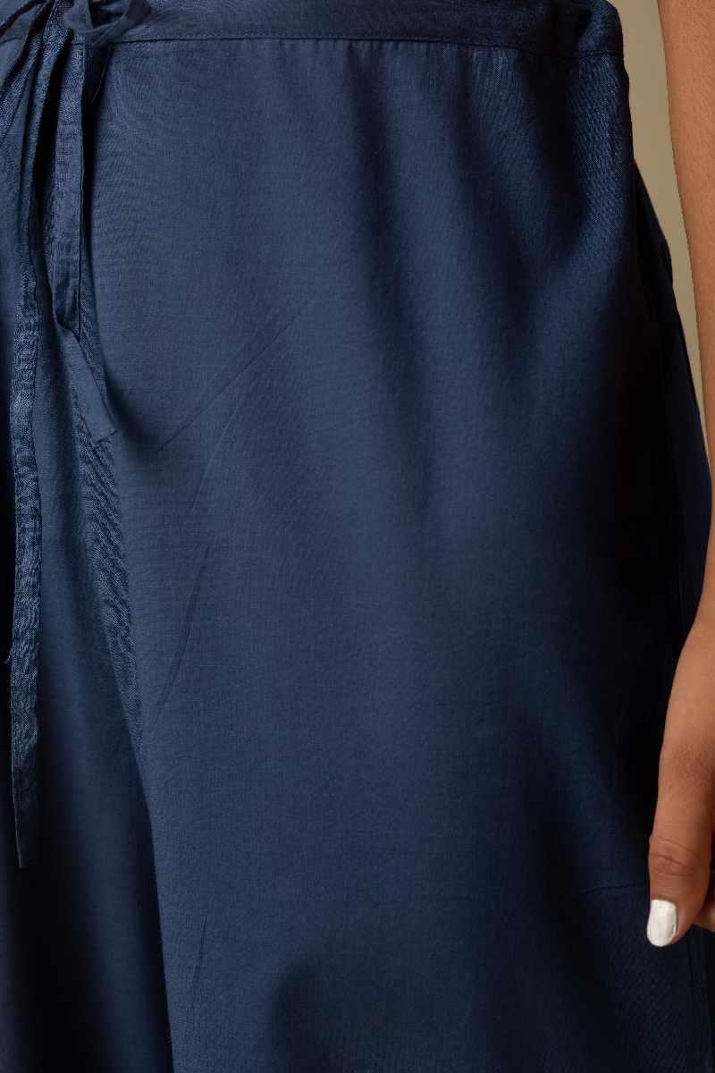 Image for Kusvaa Wsp02 Cotton Palazzo With Pocket Indigo Closeup Newest