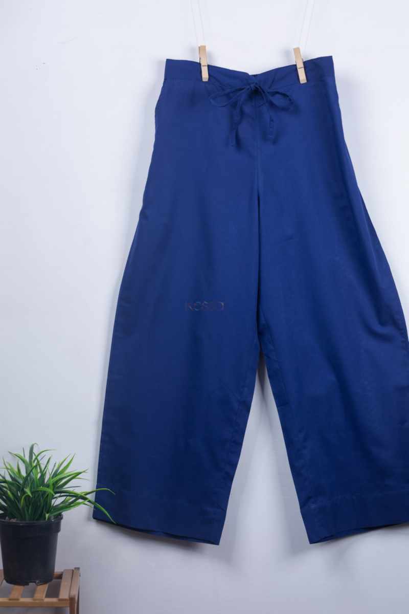 Image for Kusvaa Wsp02 Cotton Palazzo With Pocket Ink Blue Sitting New