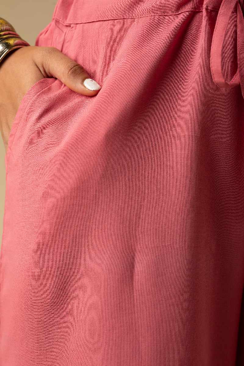 Image for Kusvaa Wsp02 Cotton Palazzo With Pocket Lightpink Closeup Newest