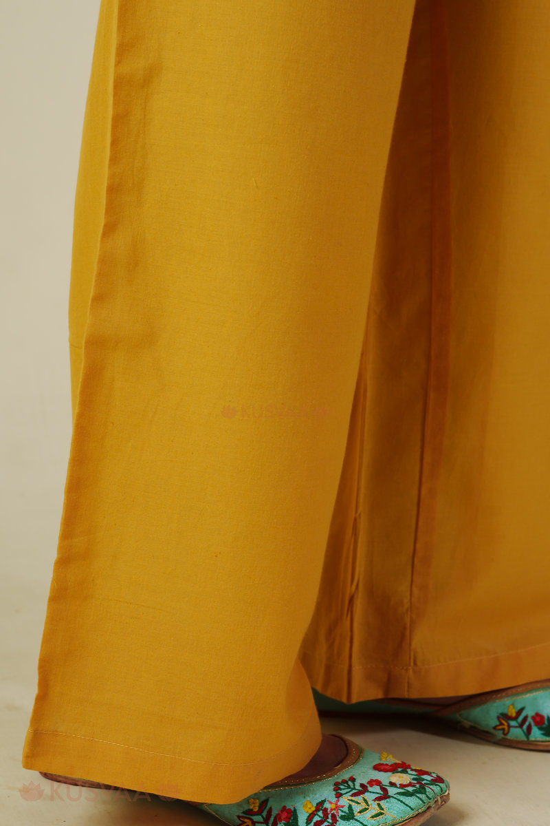 Image for Kusvaa Wsp02 Cotton Palazzo With Pocket Lightyellow Closeup
