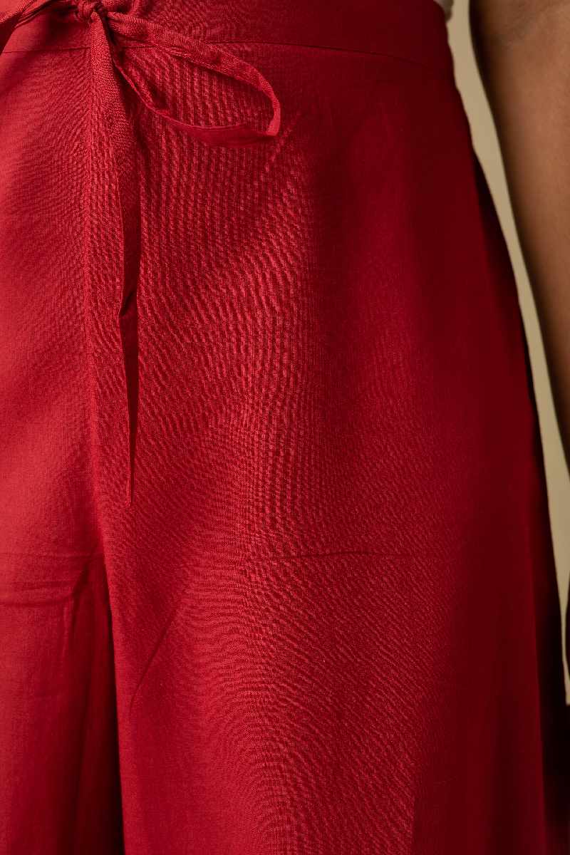 Image for Kusvaa Wsp02 Cotton Palazzo With Pocket Maroon Closeup Newest