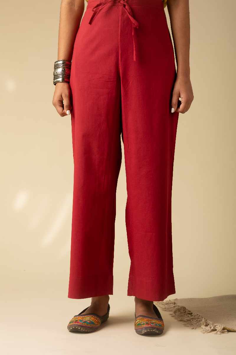 Image for Kusvaa Wsp02 Cotton Palazzo With Pocket Maroon Featured Newest