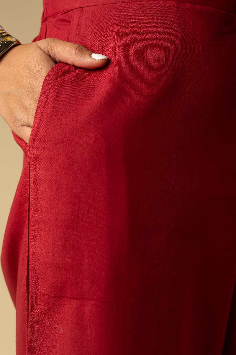 Image for Kusvaa Wsp02 Cotton Palazzo With Pocket Maroon Sidenewest