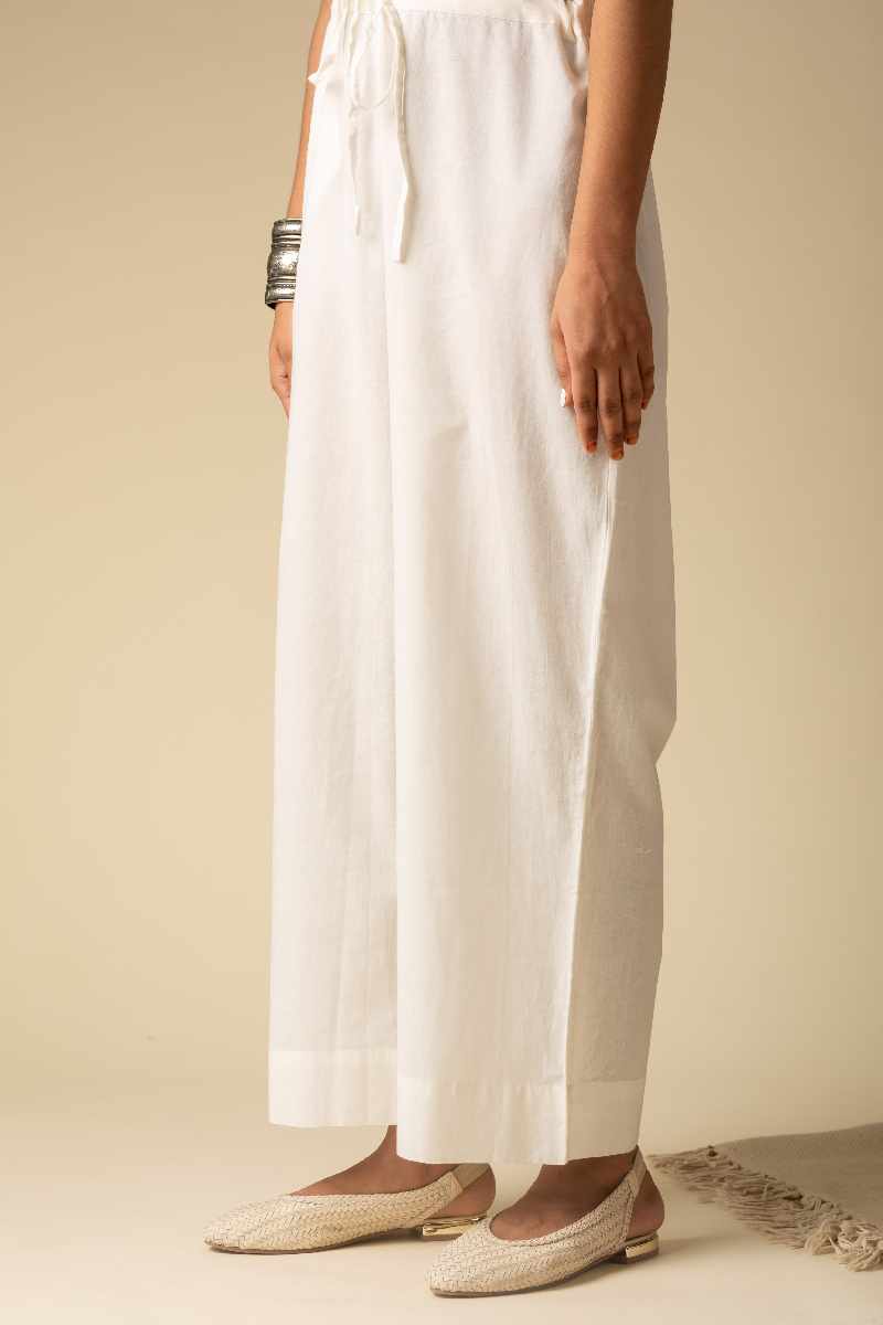 Image for Kusvaa Wsp02 Cotton Palazzo With Pocket Offwhite Front Newest