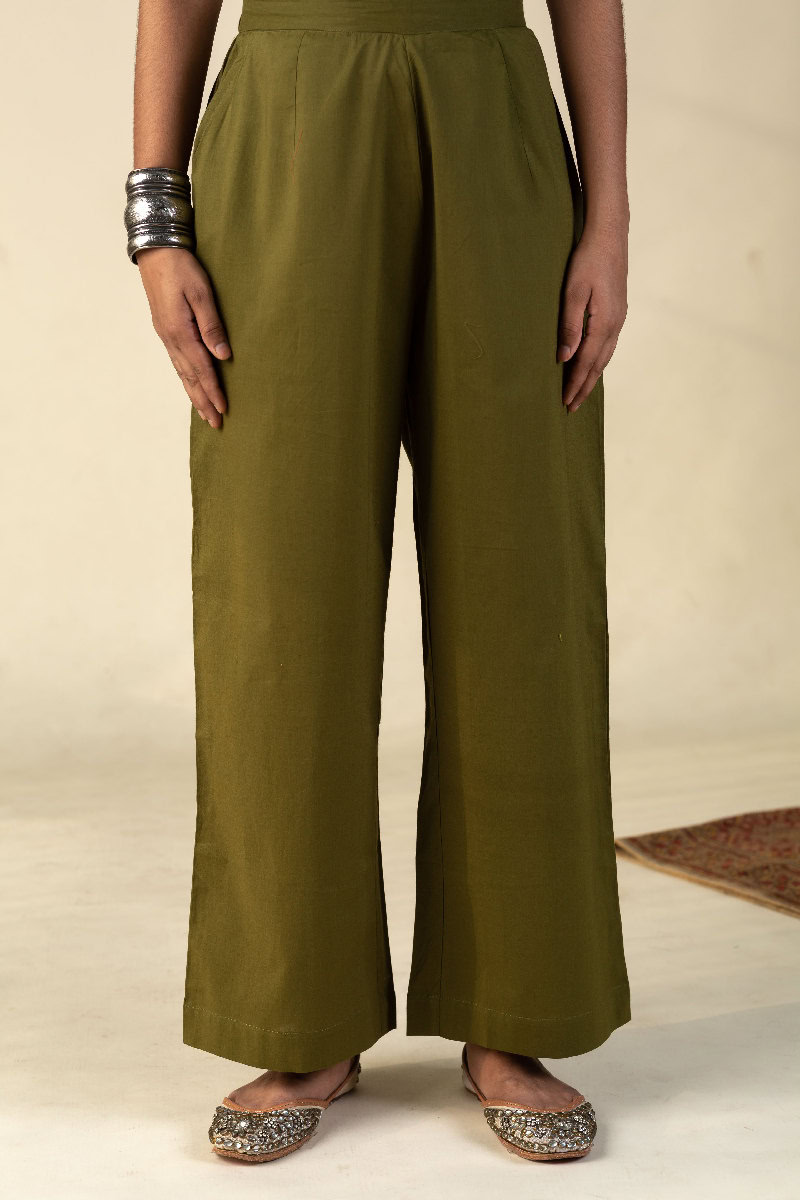 Image for Kusvaa Wsp02 Cotton Palazzo With Pocket Olivegreen Featured New