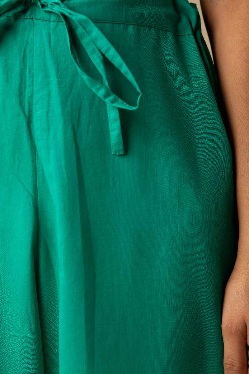Image for Kusvaa Wsp02 Cotton Palazzo With Pocket Ramagreen Closeup Newest