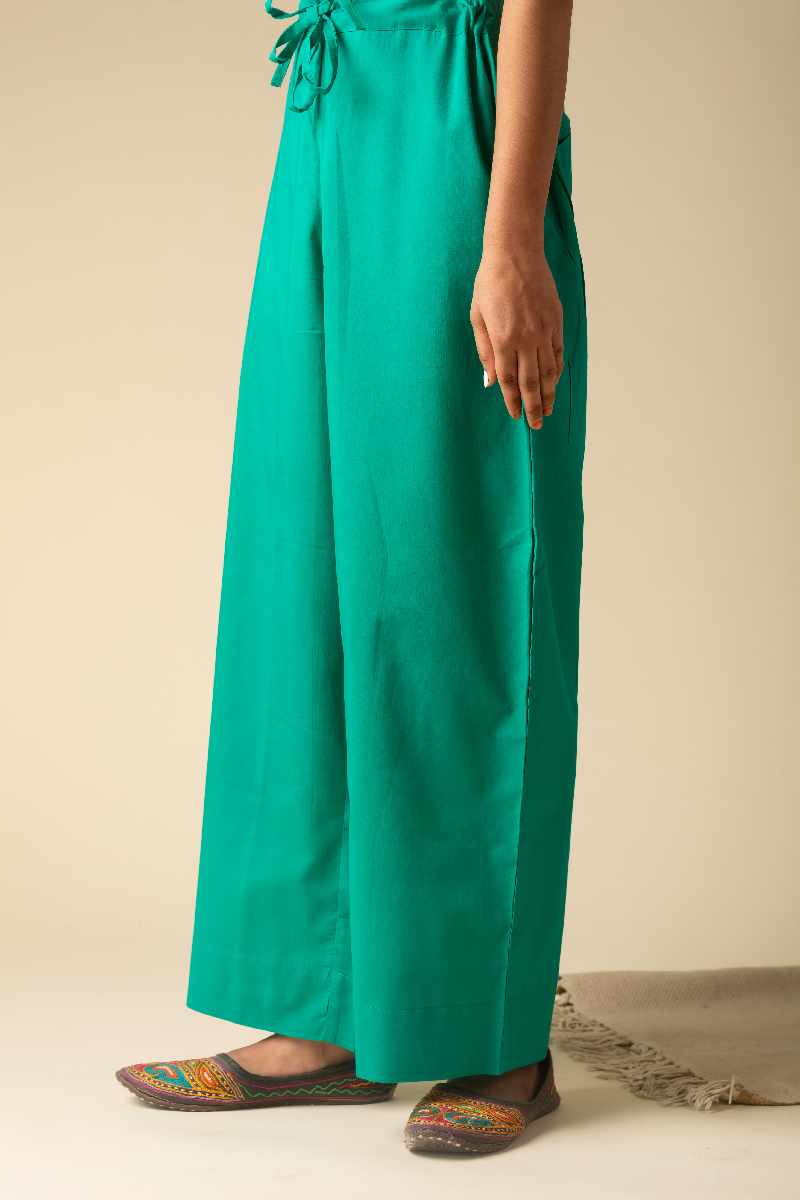 Image for Kusvaa Wsp02 Cotton Palazzo With Pocket Ramagreen Front Newest