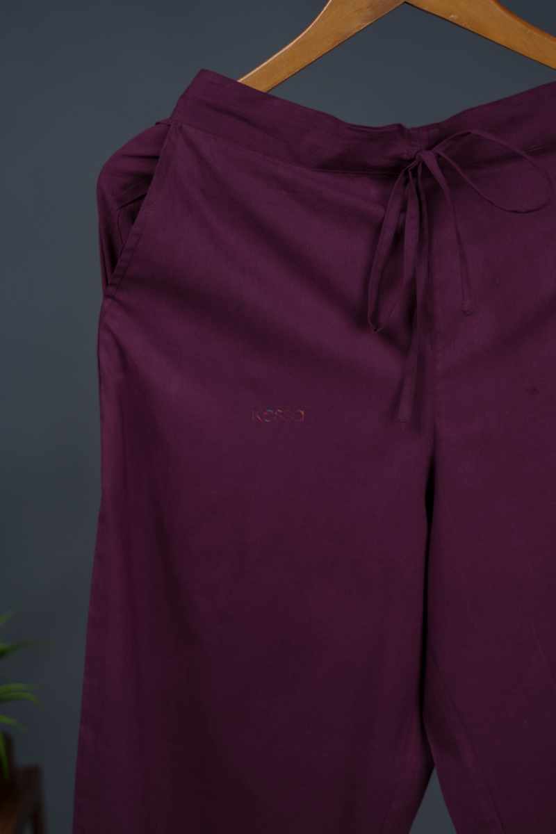 Image for Kusvaa Wsp02 Cotton Palazzo With Pocket Wine Front