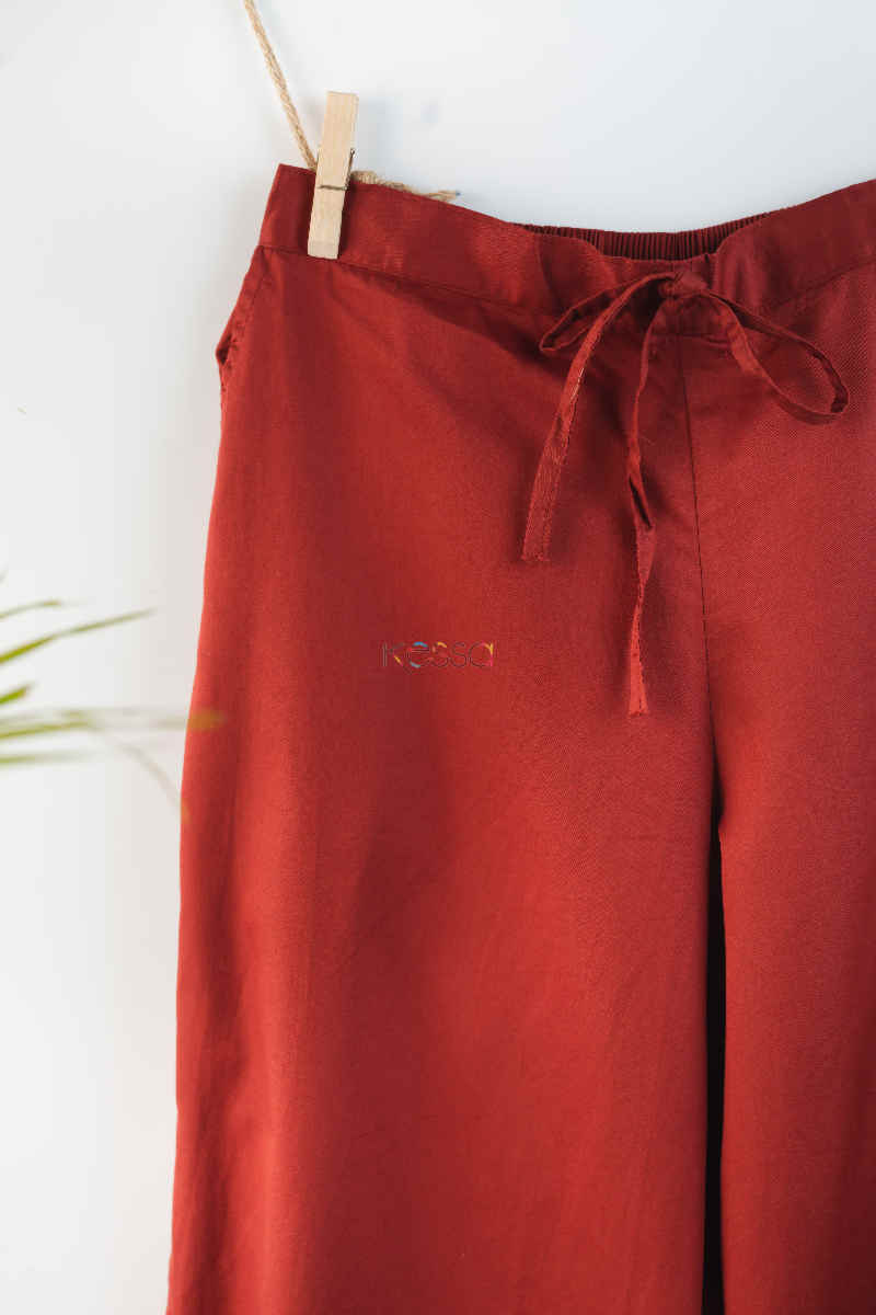 Image for Kusvaa Wsp05 Cotton Satin Palazzo Pocket Elasticated Waist 1 Brown