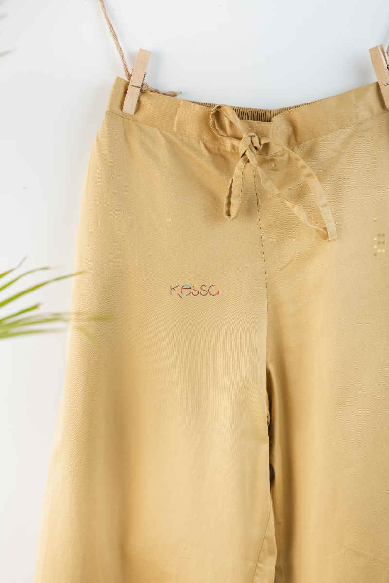 Image for Kusvaa Wsp05 Cotton Satin Palazzo Pocket Elasticated Waist 1 Closeup Beige