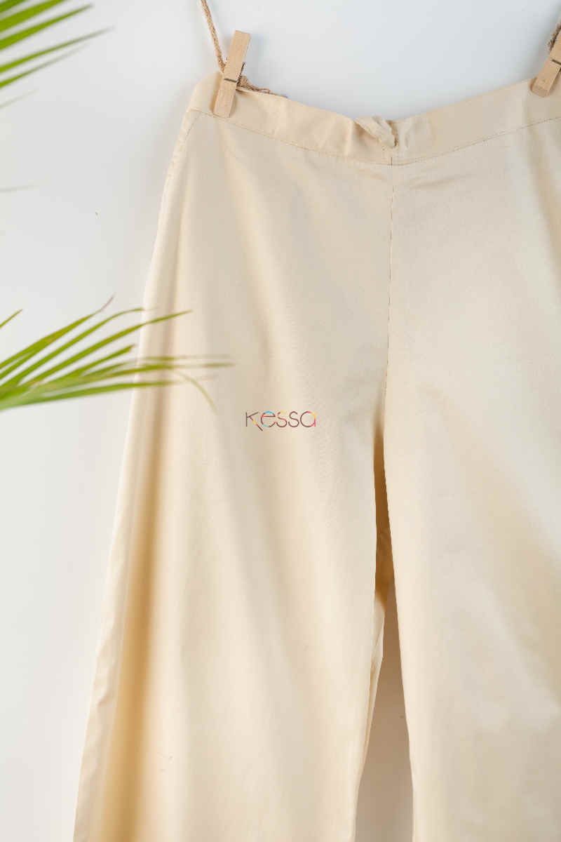 Image for Kusvaa Wsp05 Cotton Satin Palazzo Pocket Elasticated Waist 1 Cream Look