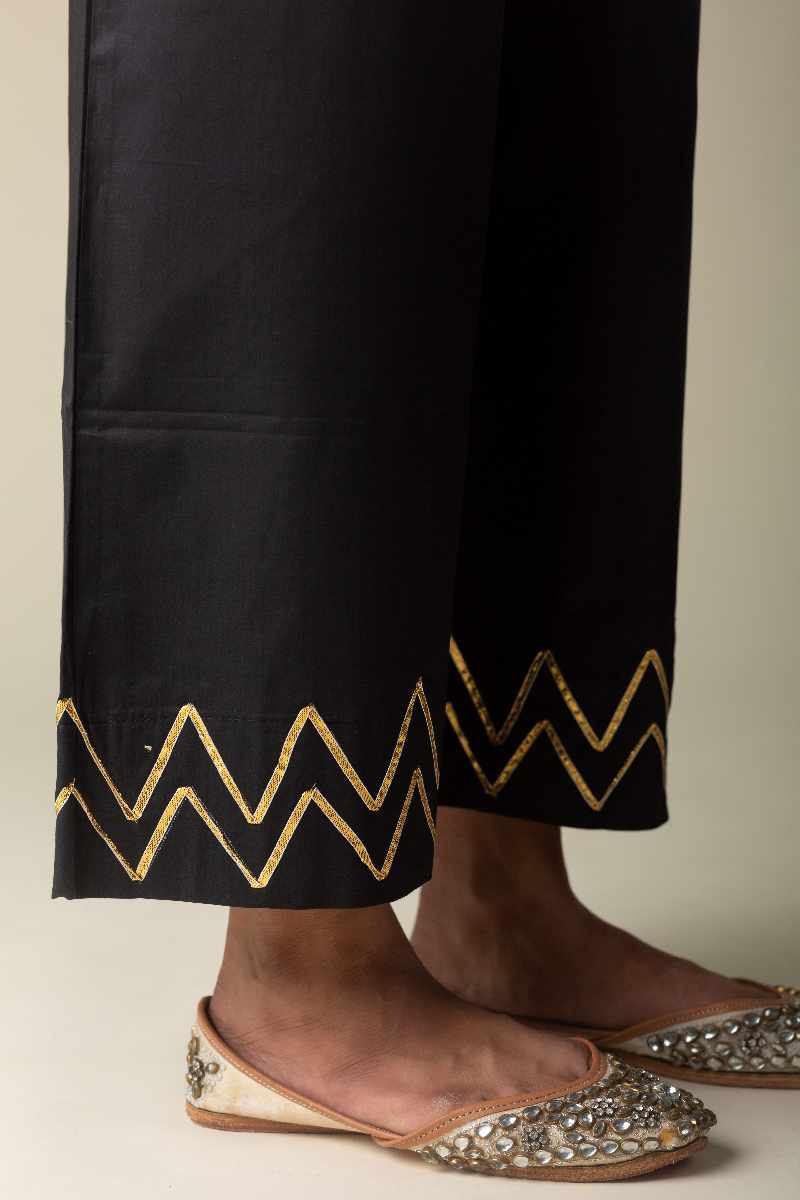 Image for Kusvaa Wsp05 Cotton Satin Palazzo With Pocket Black Closeup New