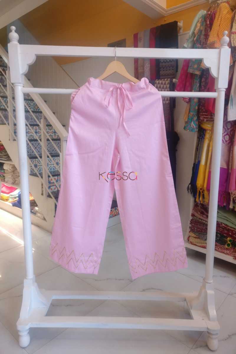 Image for Kusvaa Wsp05 Pink Cotton Satin Palazzo Pocket Elasticated Waist