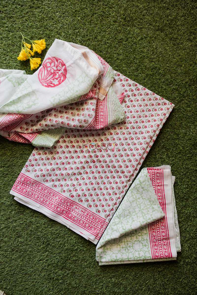 Image for Red Chotti Butti Unstiched Suit With Cotton Dupatta 3