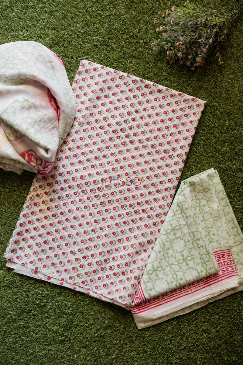 Image for Red Flower Chotti Butti Un Stitched Suit With Cotton Dupatta 2