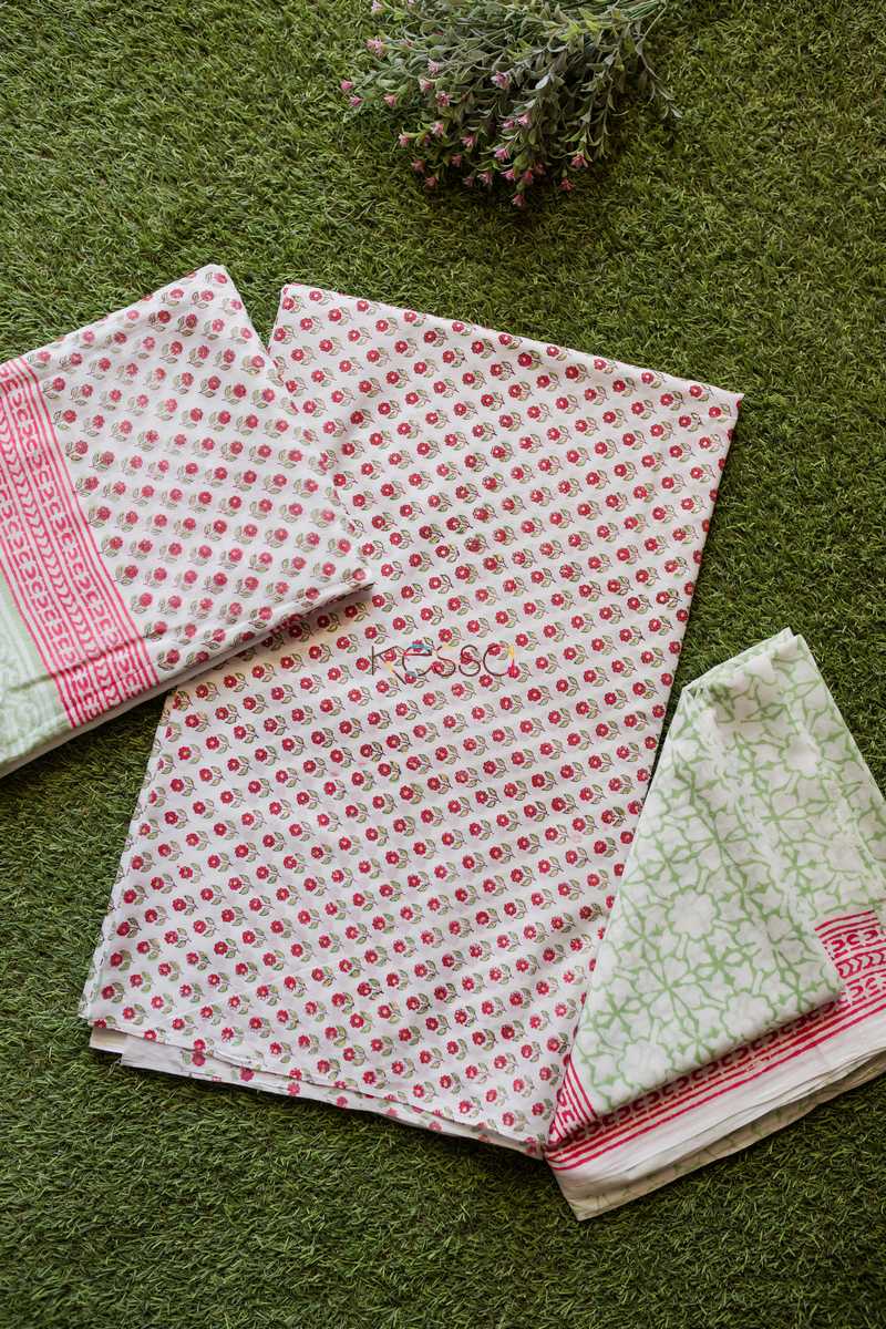 Image for Red Flower Chotti Butti Un Stitched Suit With Cotton Dupatta