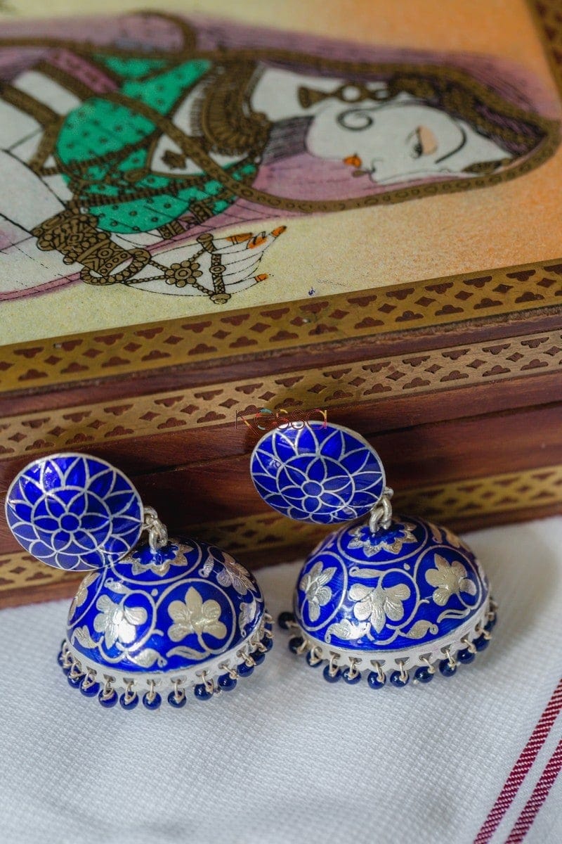 Image for Kusvaa Kusum Km08 Meenakari Jhumki Earrings With Phool 2