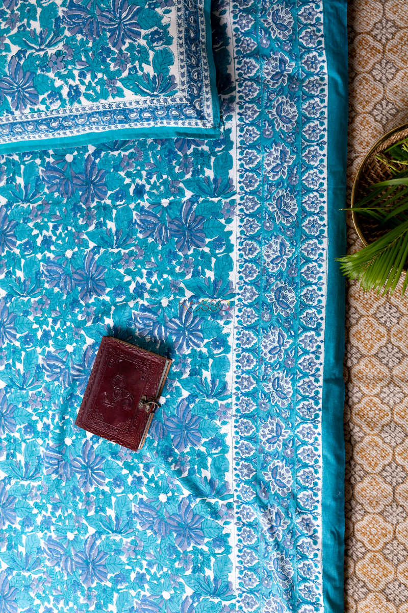 Image for Kusvaa Kjb06 Blue Chill Bedsheet With Two Pillow Cover 1