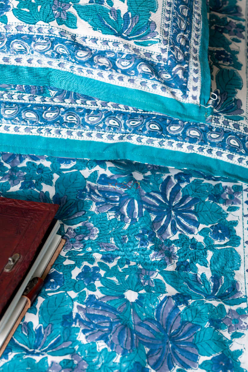 Image for Kusvaa Kjb06 Blue Chill Bedsheet With Two Pillow Cover 2