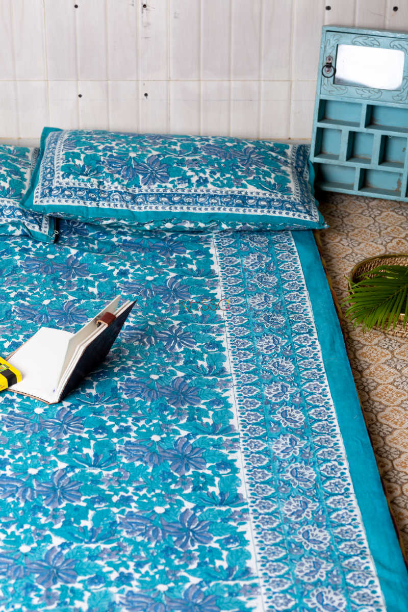 Image for Kusvaa Kjb06 Blue Chill Bedsheet With Two Pillow Cover 3