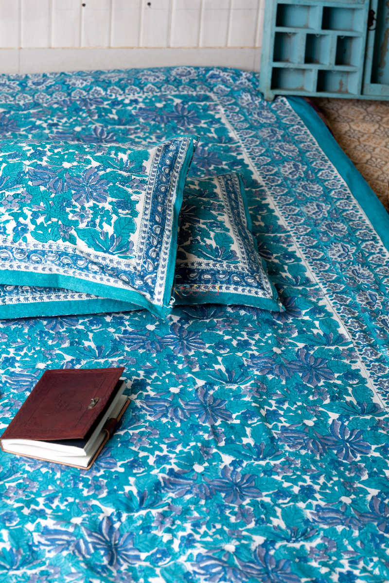 Image for Kusvaa Kjb06 Blue Chill Bedsheet With Two Pillow Cover