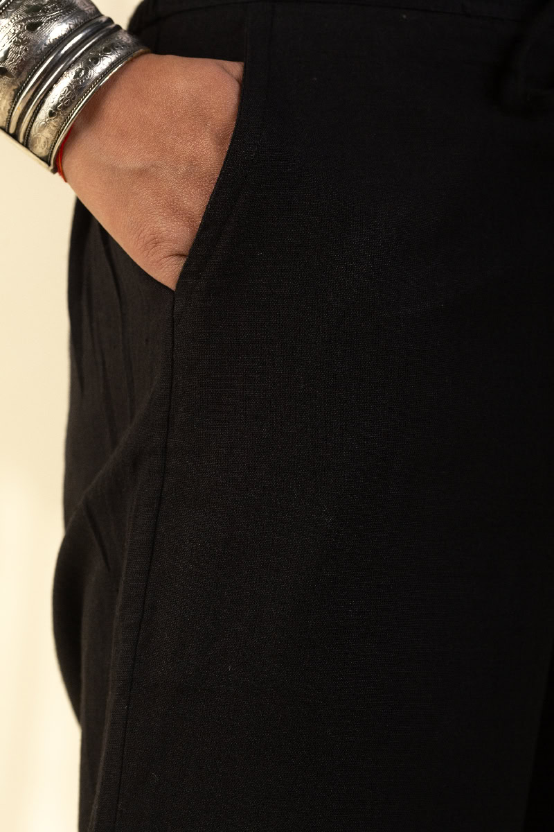 Image for Kusvaa Sap01 Cotton Salwar Black Closeup 2