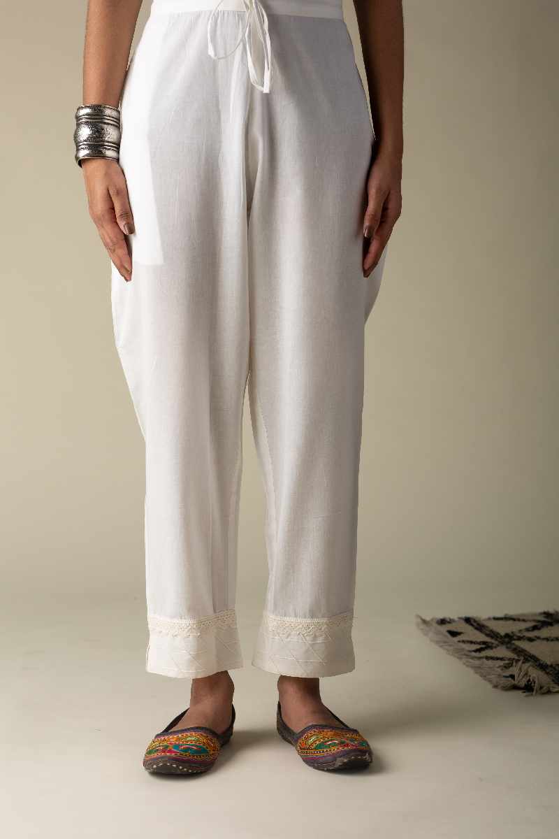 Image for Kusvaa Sap05 Muslin Cotton Printex Pants Offwhite Featured New