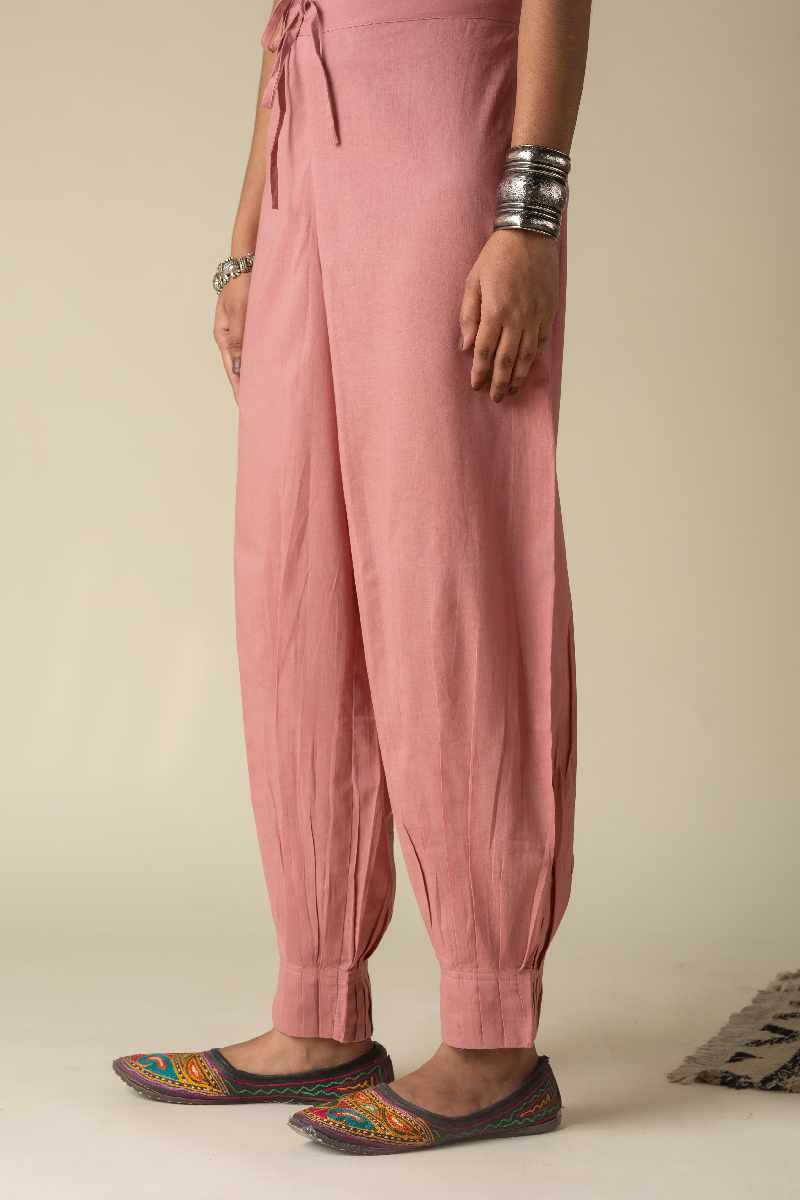 Image for Kusvaa Sap14 Pleated Cotton Salwar Onionpink Front Reshoot