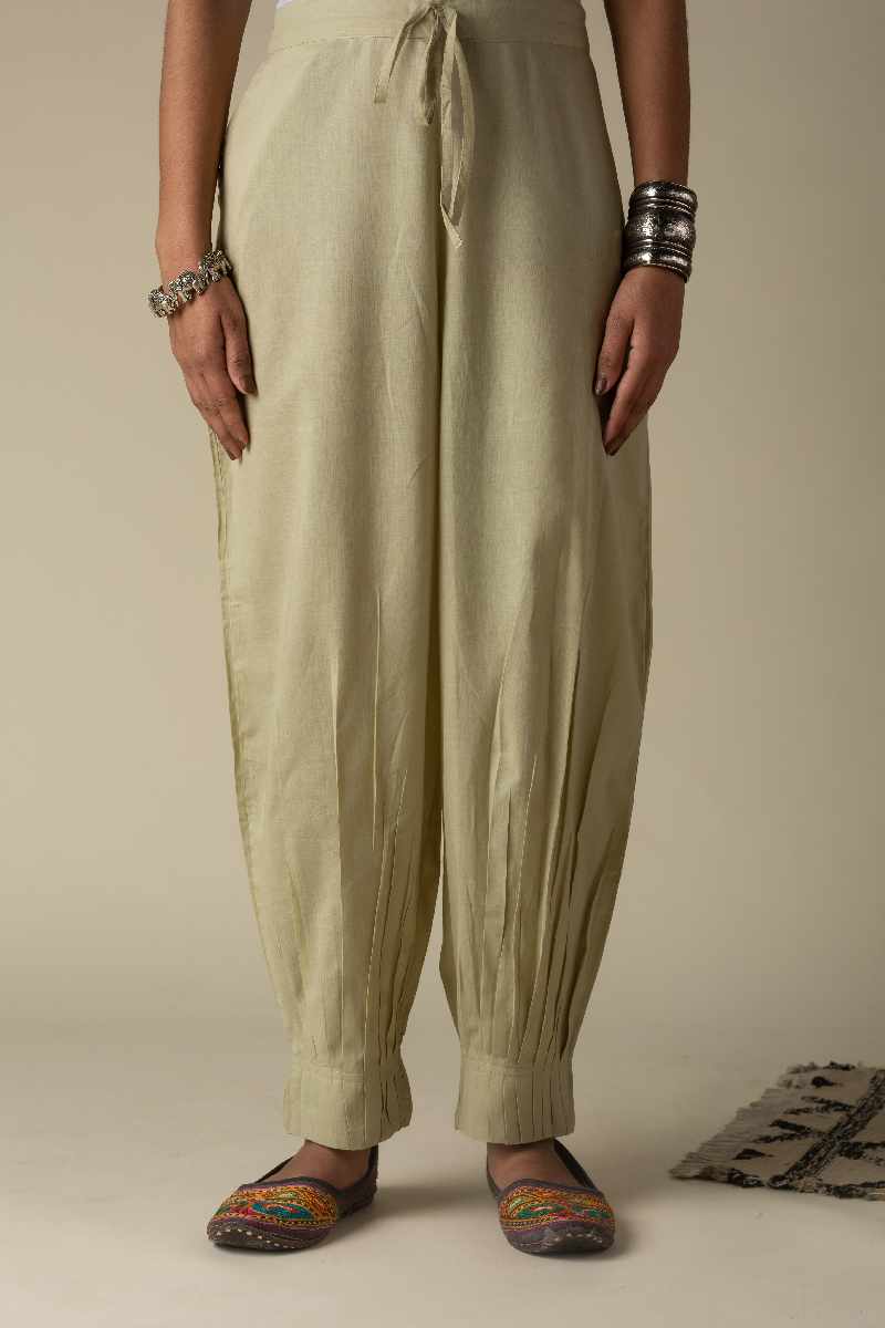 Image for Kusvaa Sap14 Pleated Cotton Salwar Pistagreen Featured Reshoot