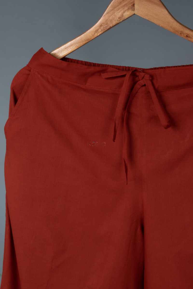 Image for Kusvaa Sap14 Pleated Cotton Salwar Rust Closeup