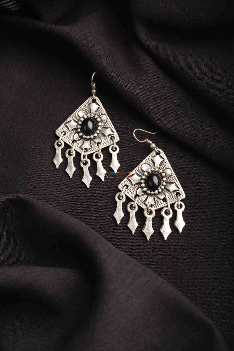 Image for Kusvaa Kpe160 Turkish Tribal Drop Earrings Black