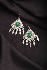 Image for Kusvaa Kpe160 Turkish Tribal Drop Earrings Green