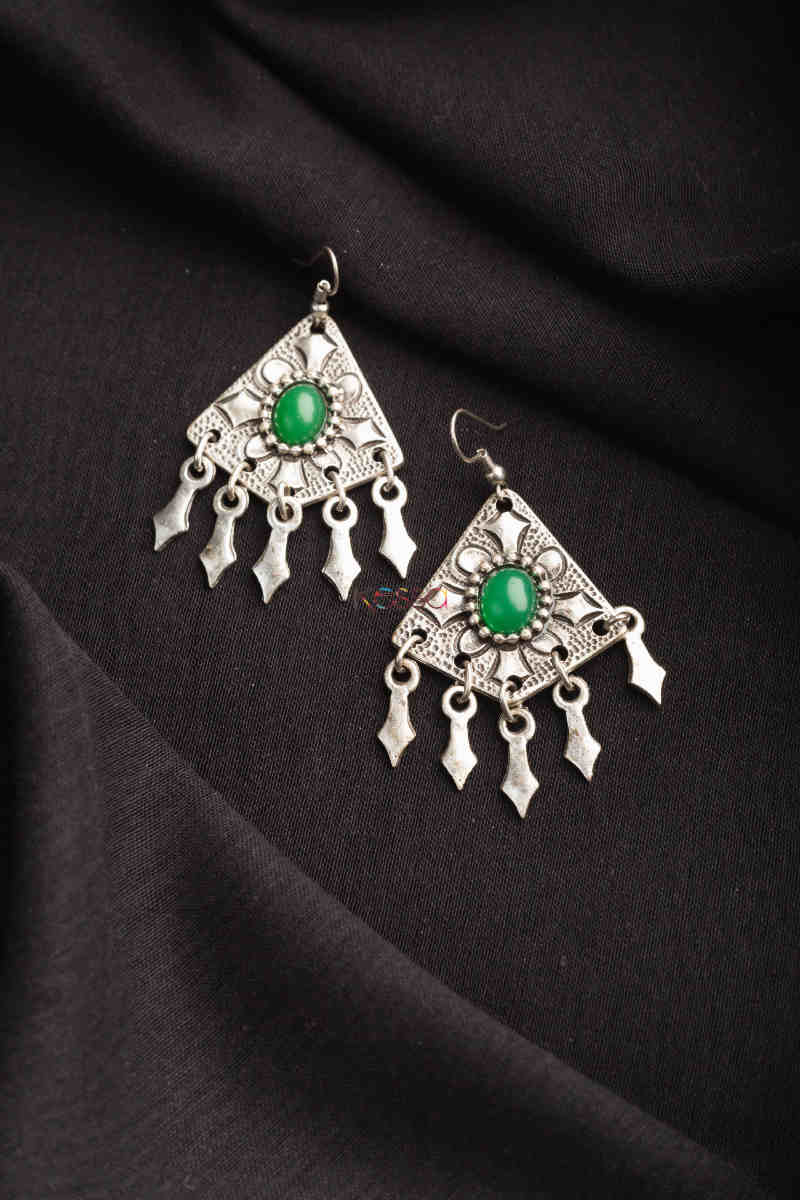 Image for Kusvaa Kpe160 Turkish Tribal Drop Earrings Green