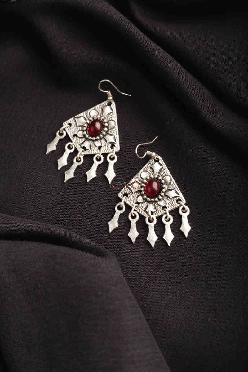 Image for Kusvaa Kpe160 Turkish Tribal Drop Earrings Red