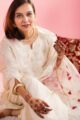 Image for Kusvaa Ws884 Ahana Chanderi Kurta Organza Dupatta Set Sitting New
