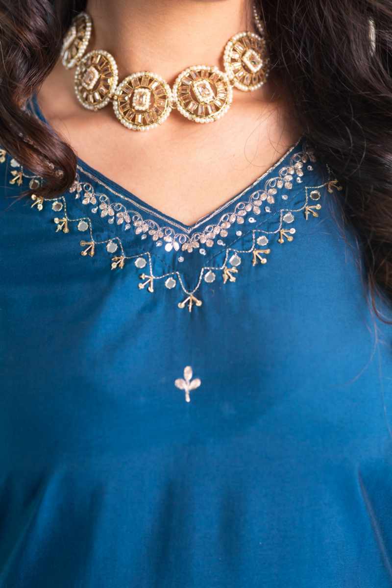 Image for Kusvaa Vcr161 Shakti Chanderi Straight Kurta Closeup