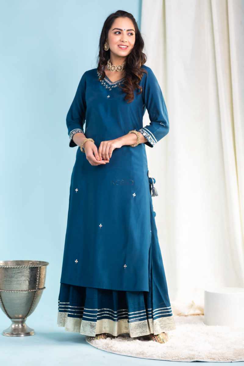 Image for Kusvaa Vcr161 Shakti Chanderi Straight Kurta Front