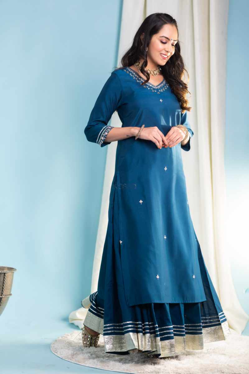 Image for Kusvaa Vcr161 Shakti Chanderi Straight Kurta Side