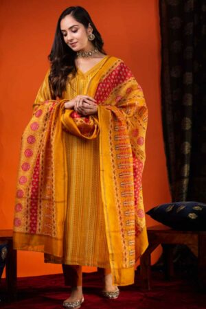 Image for Kusvaa Ws941 Indu Chanderi Kurta Dupatta Set Featured