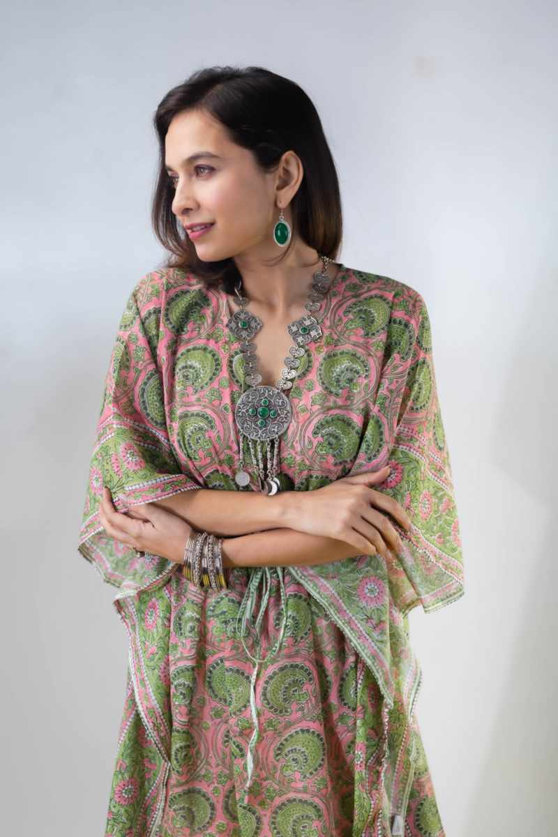 Image for Kusvaa Anuk06 Hayat Cotton Kaftan Closeup 2