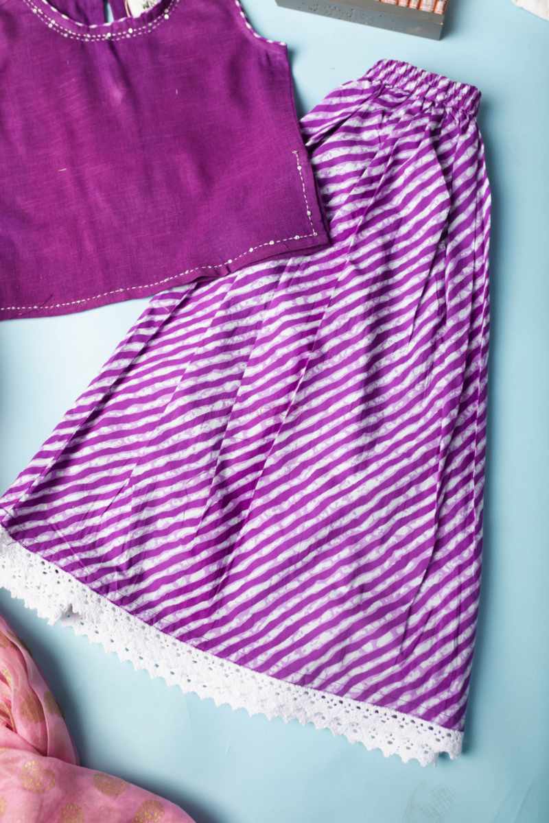 Image for Kusvaa Vck21 Ishani Cotton Girls Top Skirt Set Front