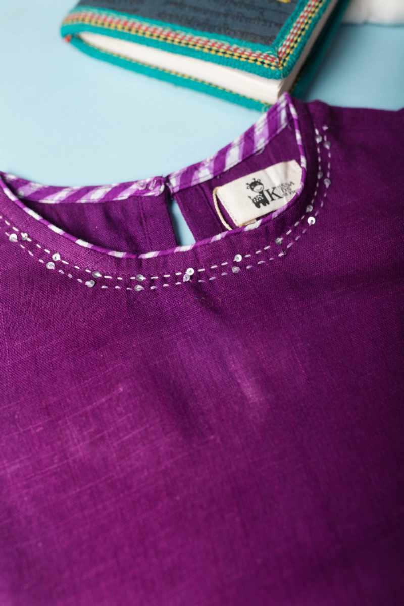 Image for Kusvaa Vck21 Ishani Cotton Girls Top Skirt Set Side