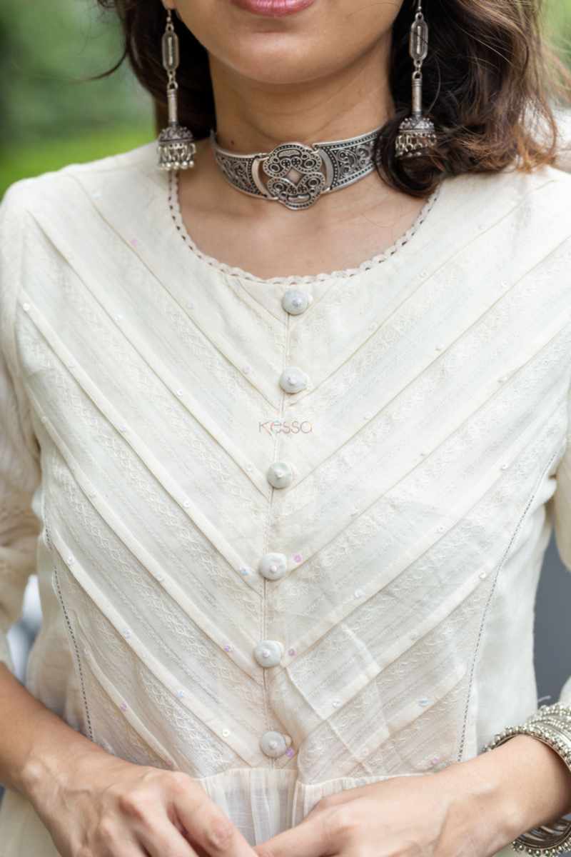 Image for Kusvaa Ws1028 Abhitha Schiffli Kurta Pant Set Closeup