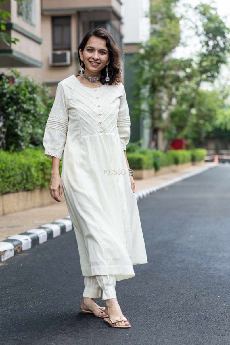 Image for Kusvaa Ws1028 Abhitha Schiffli Kurta Pant Set Front