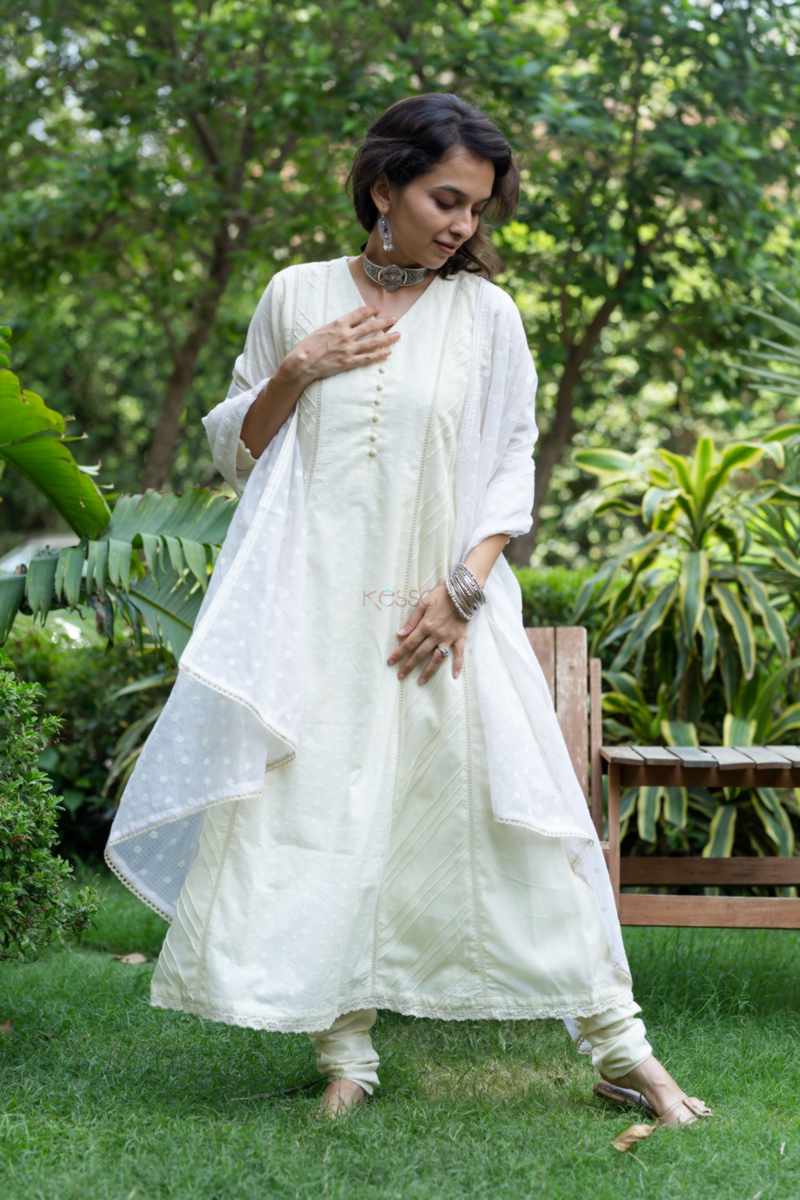 Image for Kusvaa Ws1031 Hiren Cotton Schiffli Complete Suit Set Side