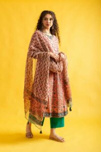 Image for Kusvaa Wsr397 Bhavya Handblock Kurta Dupatta Set Featured