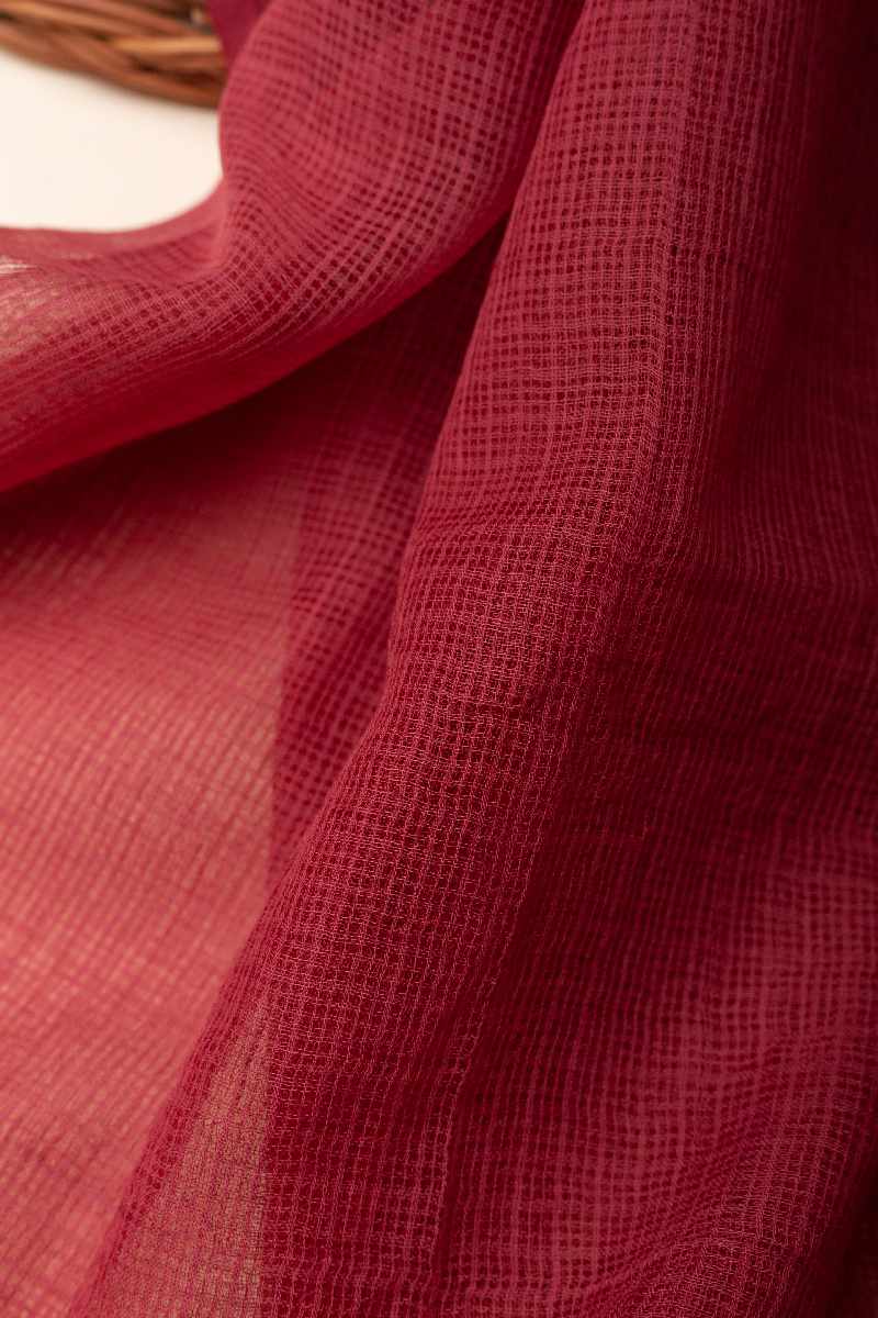 Image for Kusvaa Rndupatta05 Multi Color Cotton Kota Doria Dupatta Lightmaroon Closeup