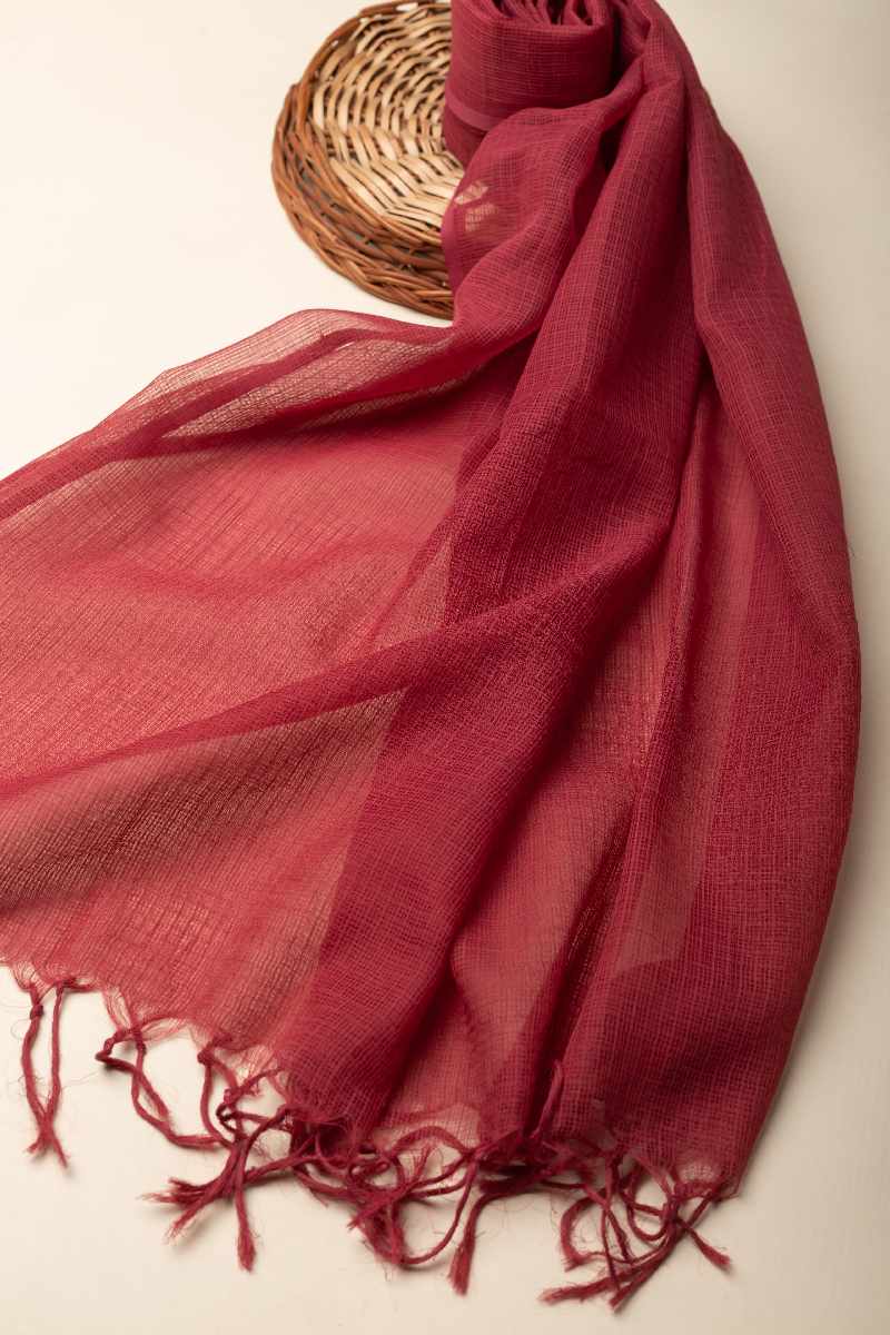 Image for Kusvaa Rndupatta05 Multi Color Cotton Kota Doria Dupatta Lightmaroon Front